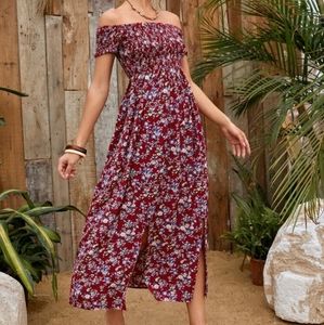 Ditsy Floral off the Shoulder Dress